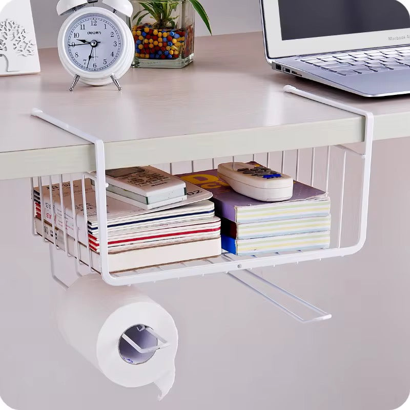 Metallic Under Shelf Storage Rack – Space-Saving Organizer | Black & White | 26.7x25x19cm