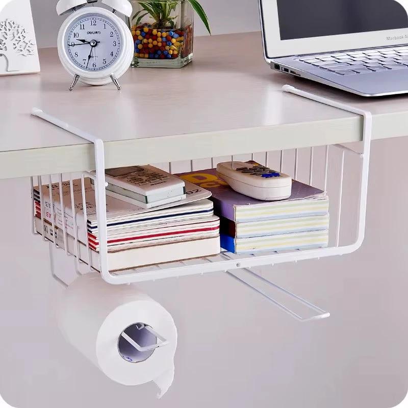 Metallic Under Shelf Storage Rack – Space-Saving Organizer | Black & White | 26.7x25x19cm Under the Shelf Storage Organizers Storage & Organization