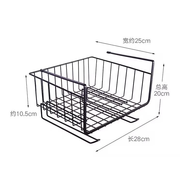 Metallic Under Shelf Storage Rack – Space-Saving Organizer | Black & White | 26.7x25x19cm