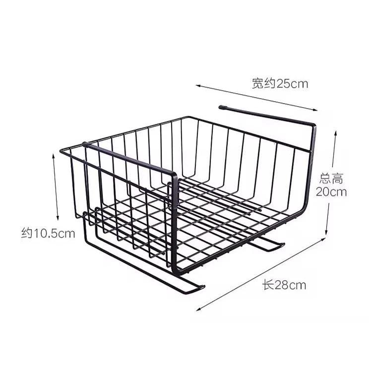 Metallic Under Shelf Storage Rack – Space-Saving Organizer | Black & White | 26.7x25x19cm Under the Shelf Storage Organizers Storage & Organization