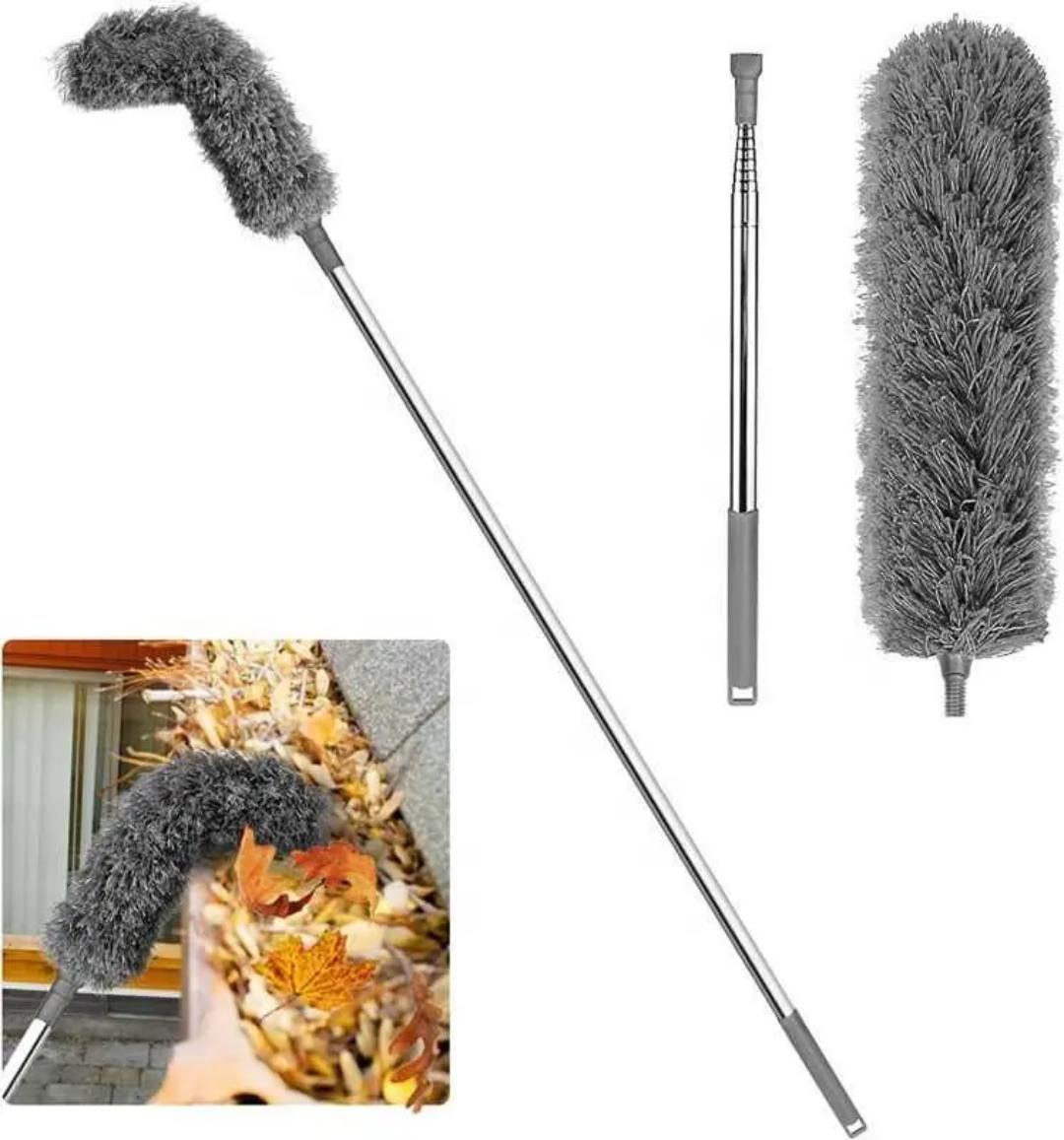 Microfiber Duster with Extra Long Telescopic Pole Bendable, Washable & Lint Free for High Reach Cleaning