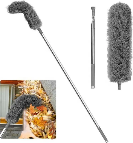 Microfiber Duster with Extra Long Telescopic Pole Bendable, Washable & Lint Free for High Reach Cleaning
