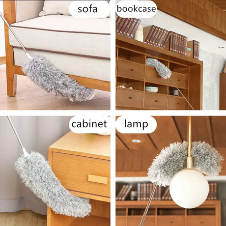 Microfiber Duster with Extra Long Telescopic Pole Bendable, Washable & Lint Free for High Reach Cleaning