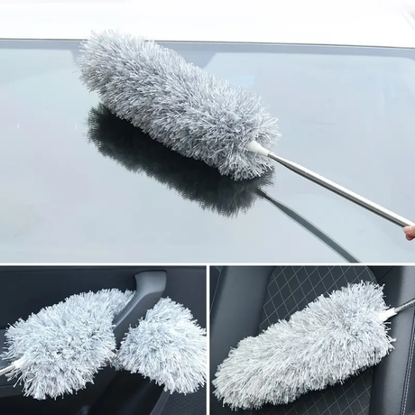 Microfiber Duster with Extra Long Telescopic Pole Bendable, Washable & Lint Free for High Reach Cleaning