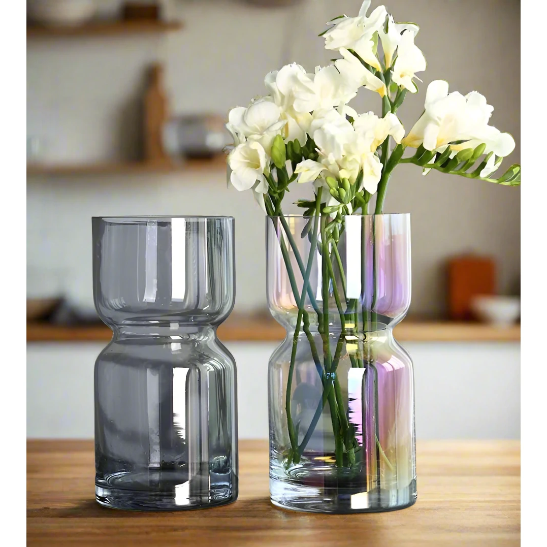 Modern Creative Dark Glass Vase 35cm Elegant Decorative Vase for Home Decor Living Room Decor Vases