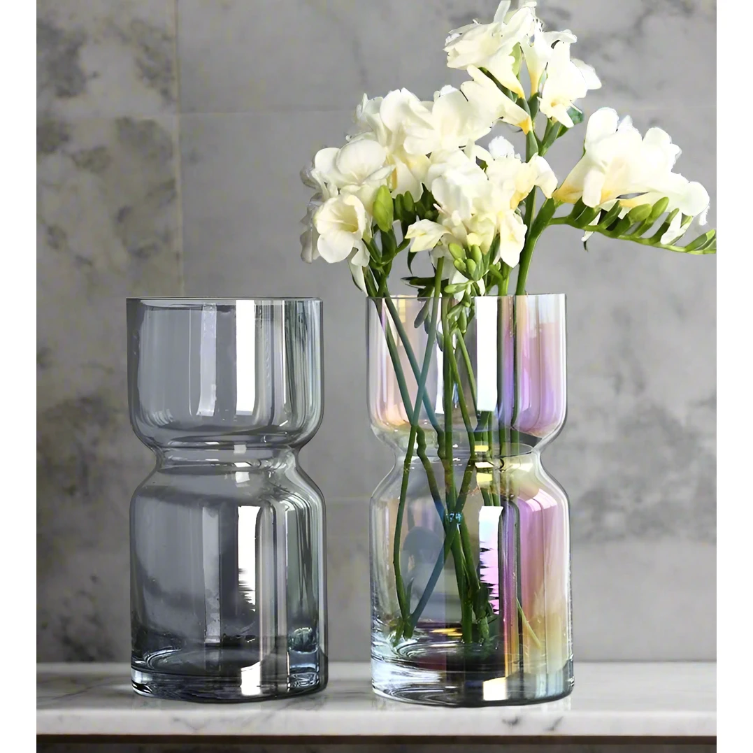 Modern Creative Dark Glass Vase 35cm Elegant Decorative Vase for Home Decor Living Room Decor Vases