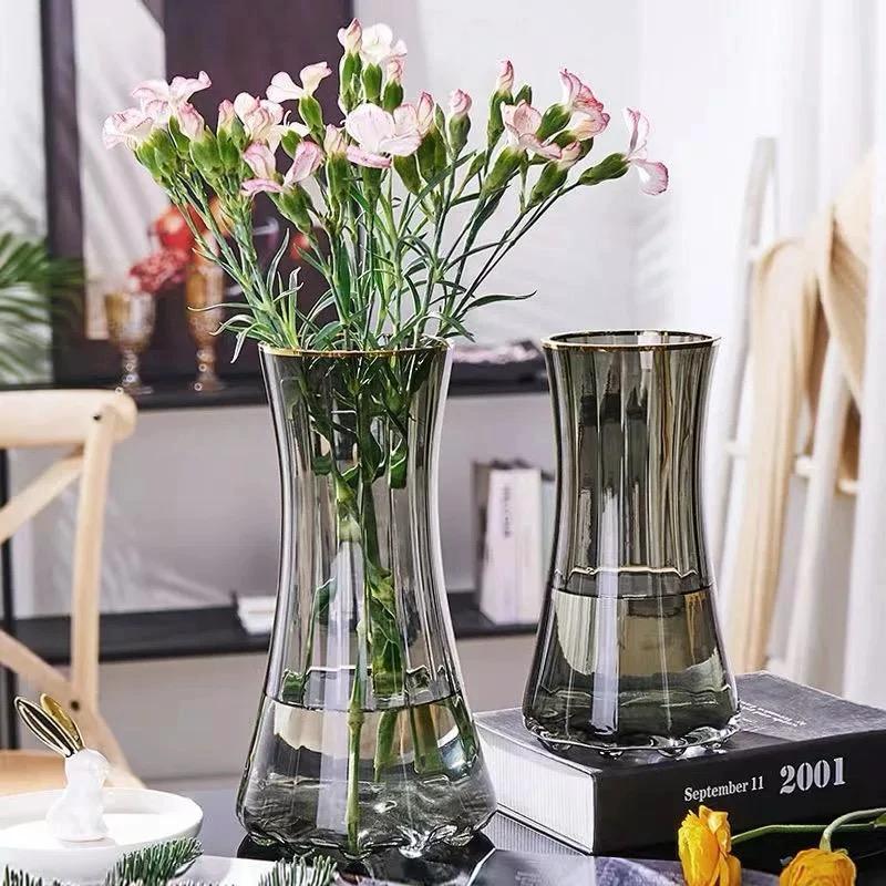 Dark Glass Vase 35cm - Modern Decorative Home Decor Living Room Decor Vases
