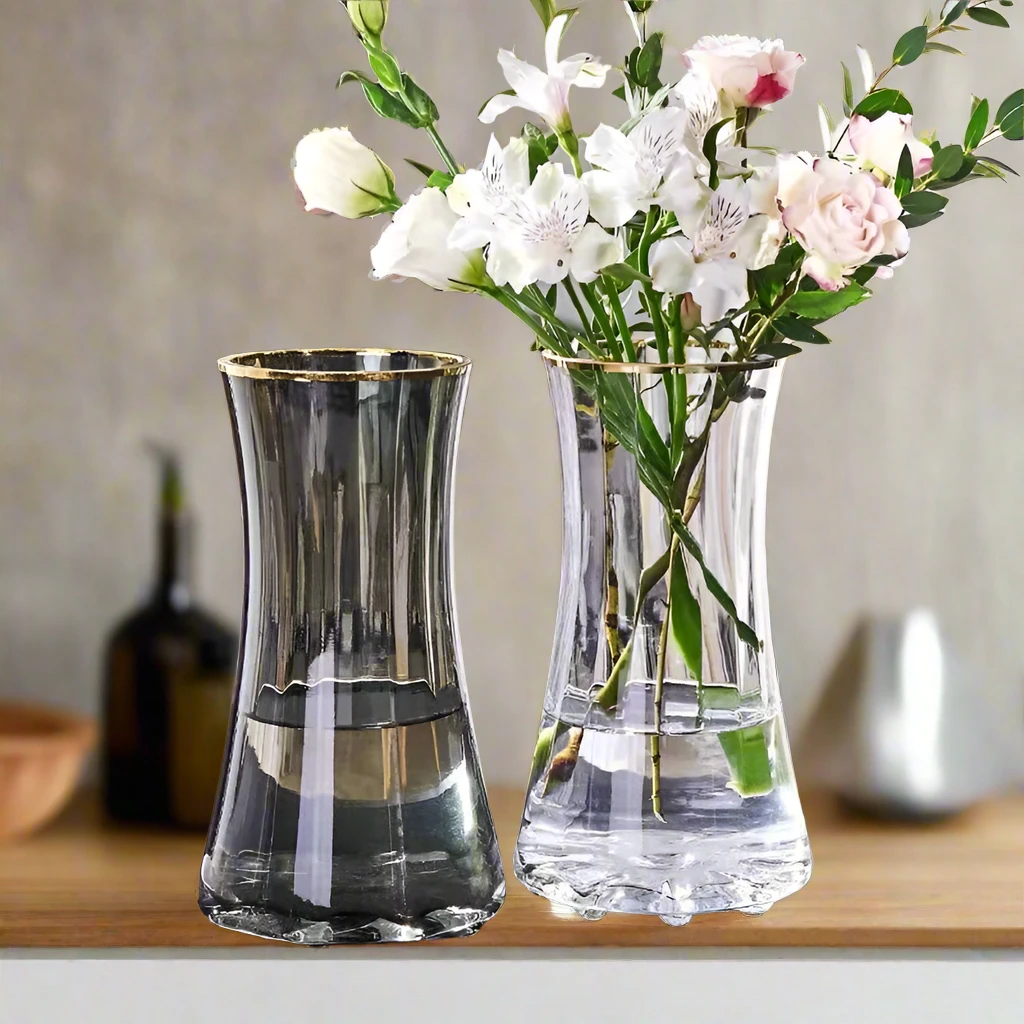 Dark Glass Vase 35cm - Modern Decorative Home Decor Living Room Decor Vases