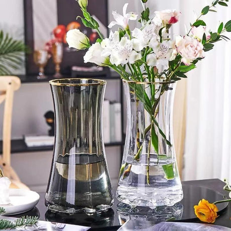 Modern Creative Dark Glass Vase 35cm Elegant Decorative Vase for Home Decor Living Rooms, Bedrooms, Dining Areas, Offices