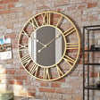 Modern Metal Mirror Wall Clock Gold 50cm Roman Numerals Silent Luxury Design