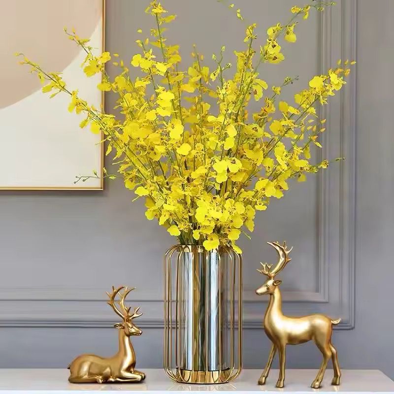 Modern Nordic Luxury Bird Cage Shape Flower Glass Vase