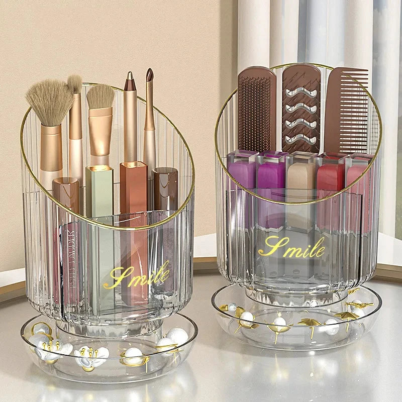 Mulfunctional Rotatable Makeup Brush Bucket Storage Box | Portable Multifunction Dust Proof Large Capacity Desktop Organizer | Lipstick Storage Makeup Organizers Cosmetic Tools