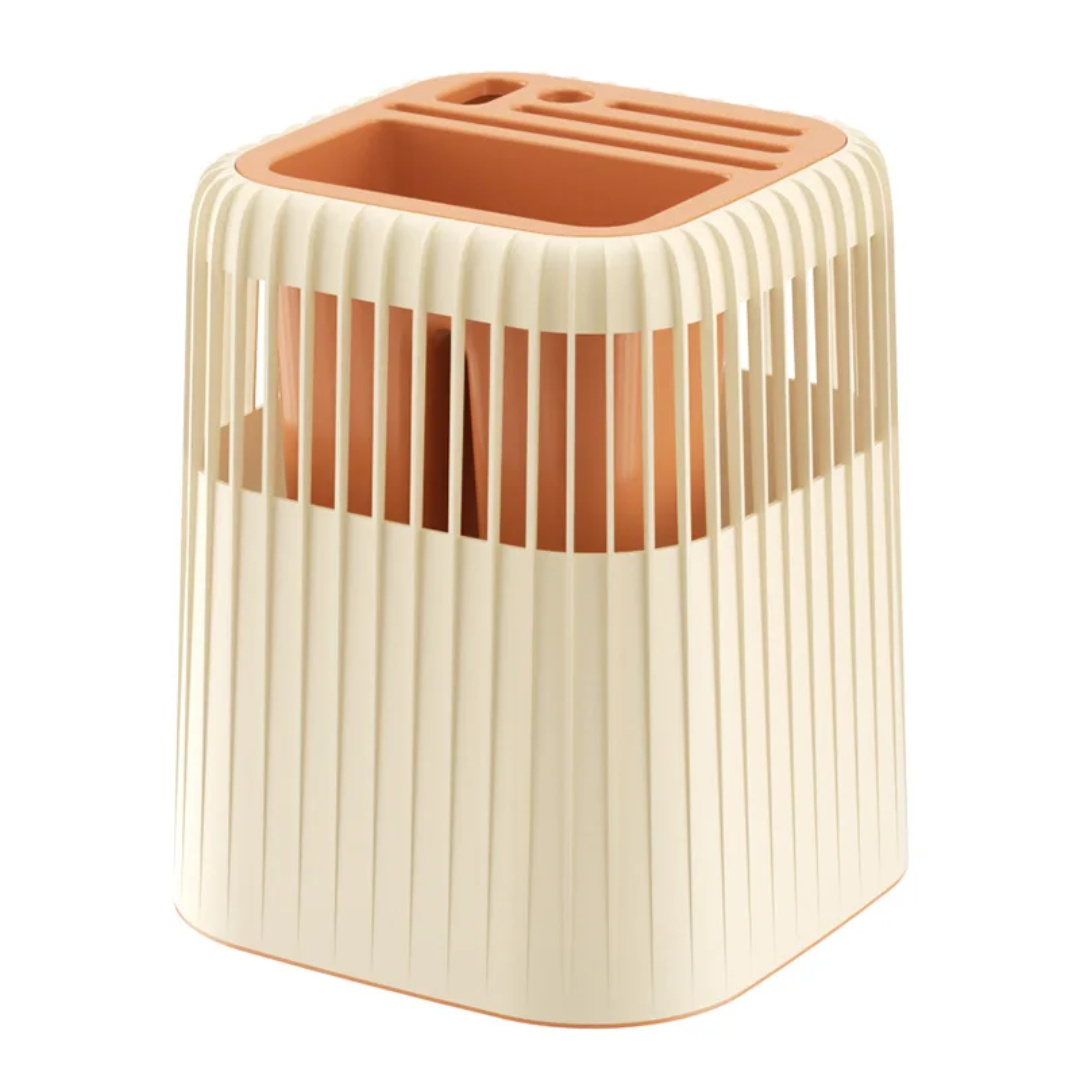 Multi-Functional Rotating Knife and Utensil Rack with Drain Grid