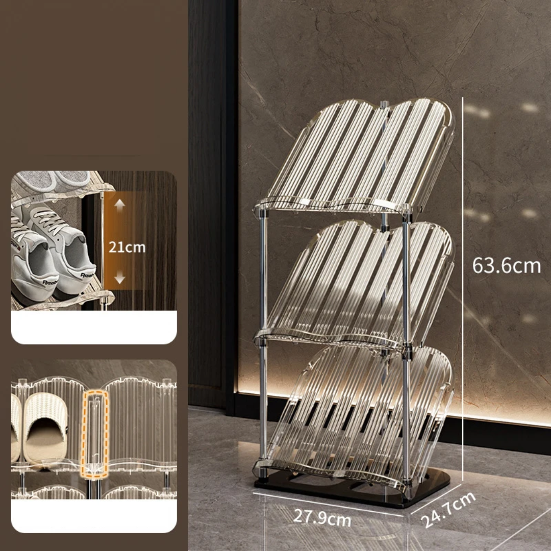 Multi Layer Shoe Shelf Organizer – Stackable Transparent Shoe Tower