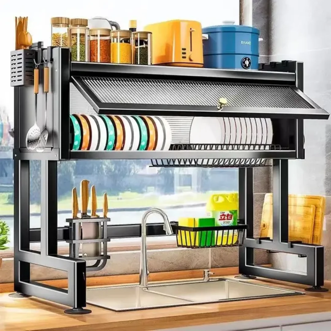 MultiPurpose Kitchen Storage/Drain Rack Space Saving Organizer for Utensils, Vegetables & Dishes Kitchen Rack Kitchen Utensil Racks