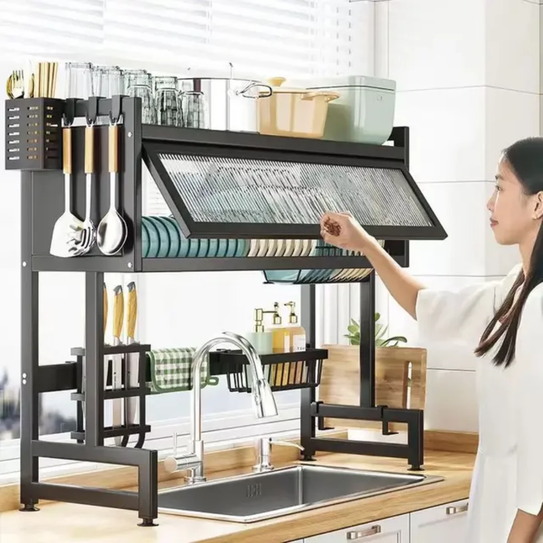 MultiPurpose Kitchen Storage/Drain Rack Space Saving Organizer for Utensils, Vegetables & Dishes Kitchen Rack Kitchen Utensil Racks