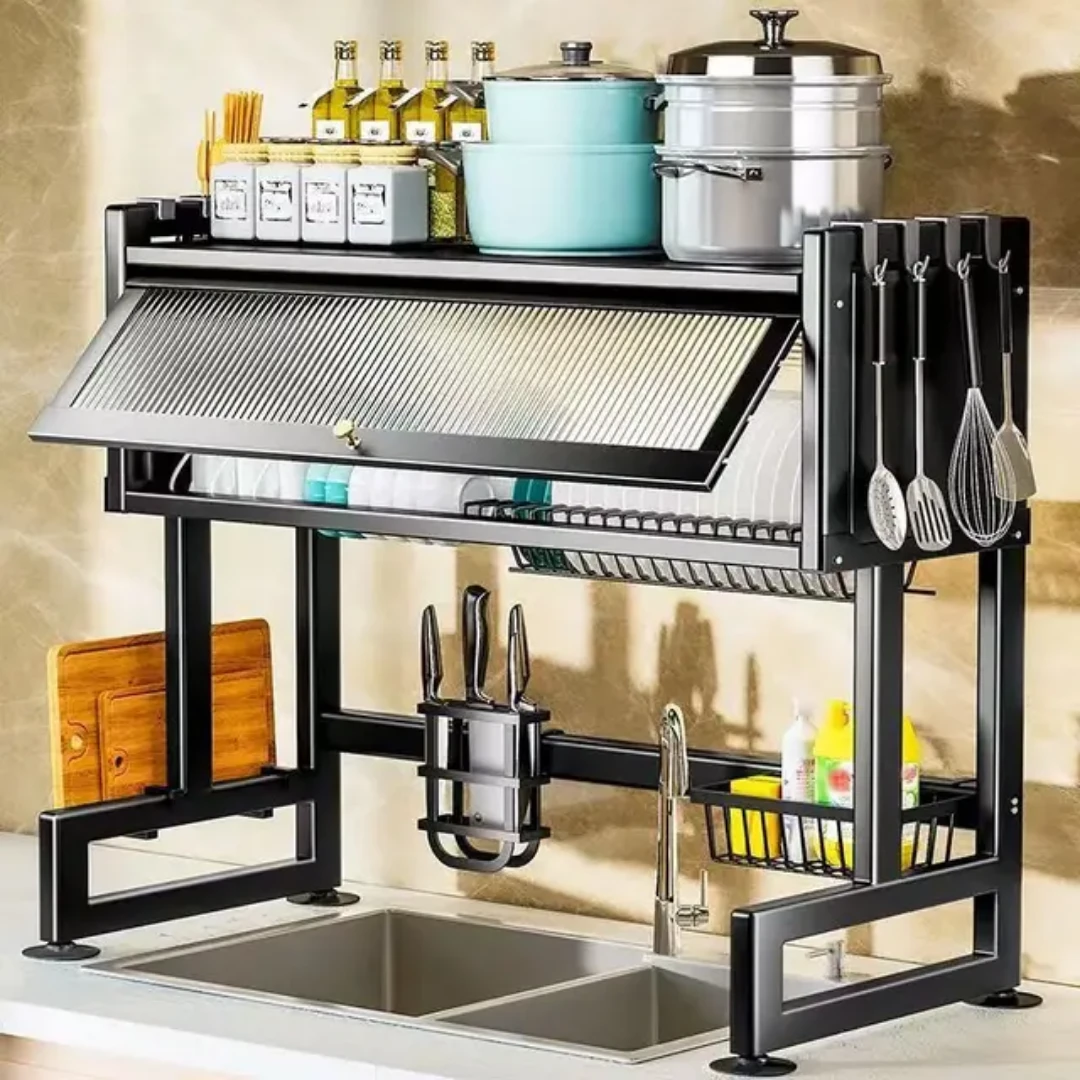 MultiPurpose Kitchen Storage/Drain Rack Space Saving Organizer for Utensils, Vegetables & Dishes Kitchen Rack Kitchen Utensil Racks