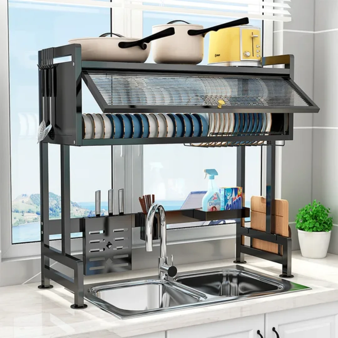MultiPurpose Kitchen Storage/Drain Rack Space Saving Organizer for Utensils, Vegetables & Dishes Kitchen Rack Kitchen Utensil Racks