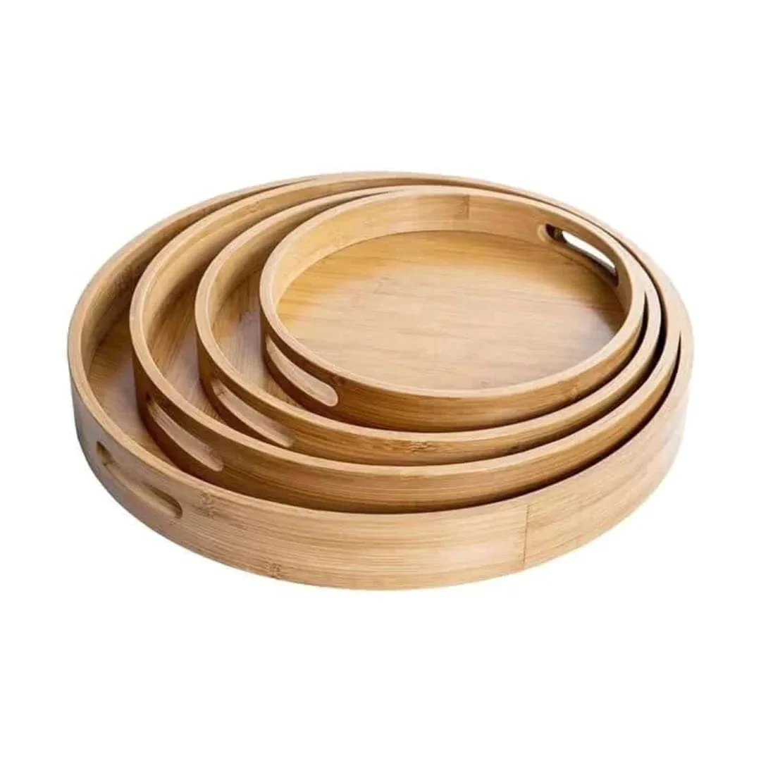Multifunctional 4 in 1 Bamboo Tray Set Big Size, Versatile Kitchen Organizers Serving Ware Serving Trays