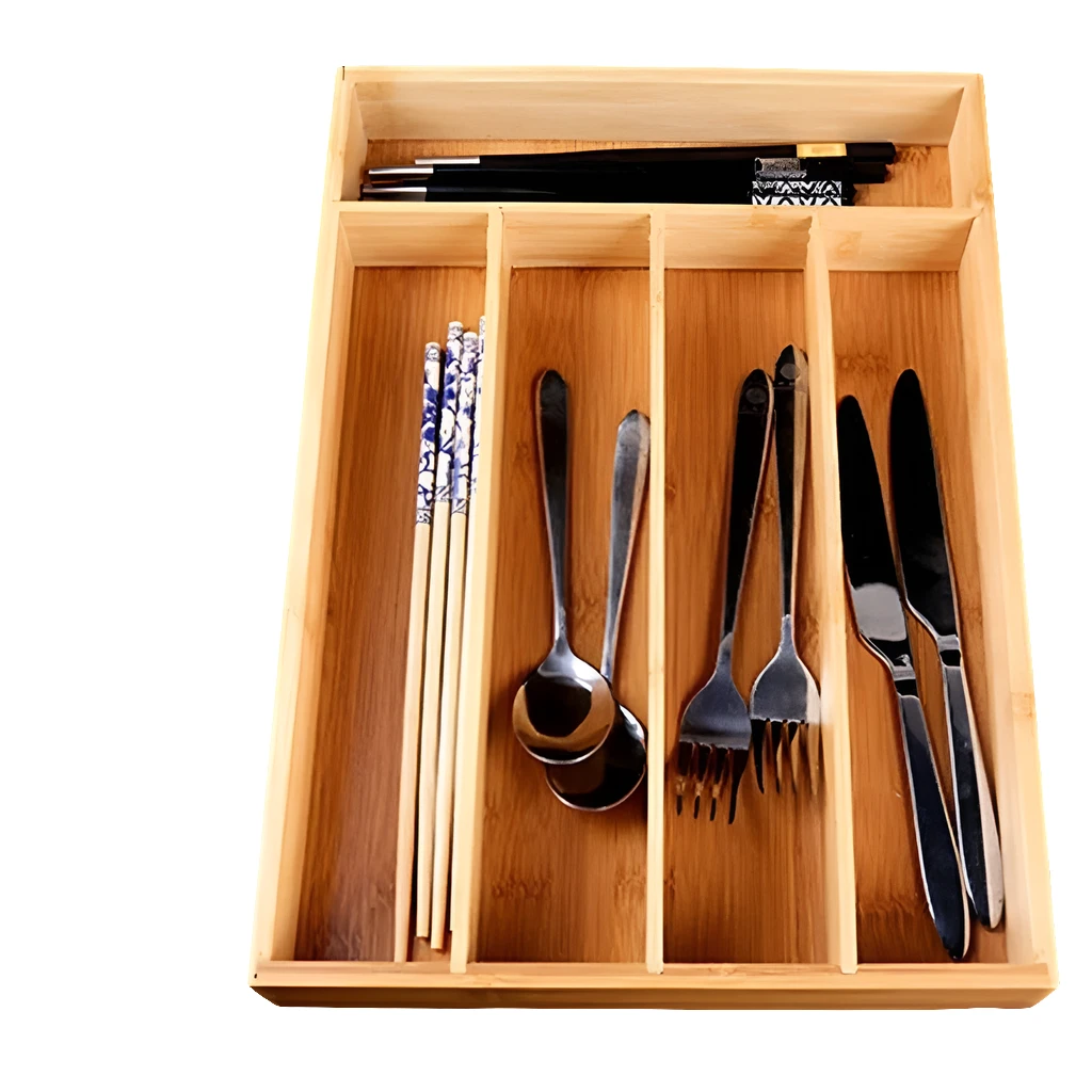 Multifunctional Bamboo Drawer Organizer Eco Friendly & Durable Kitchen utensils Household Drawer Organizer Inserts