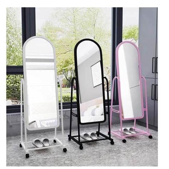 Multifunctional Portable Full Length Standing Dressing Mirror with Wheels | Black, White, Pink | Height: 160cm