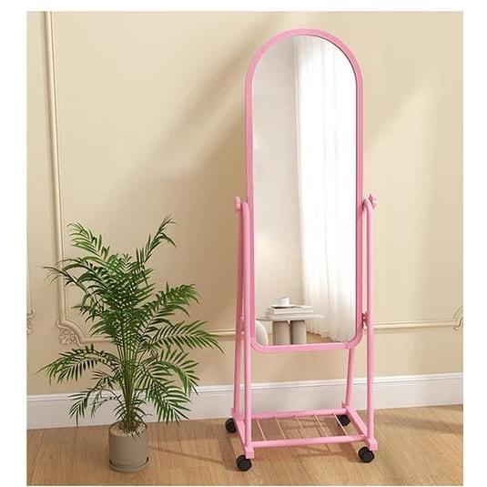 Multifunctional Portable Full Length Standing Dressing Mirror with Wheels | Black, White, Pink | Height: 160cm