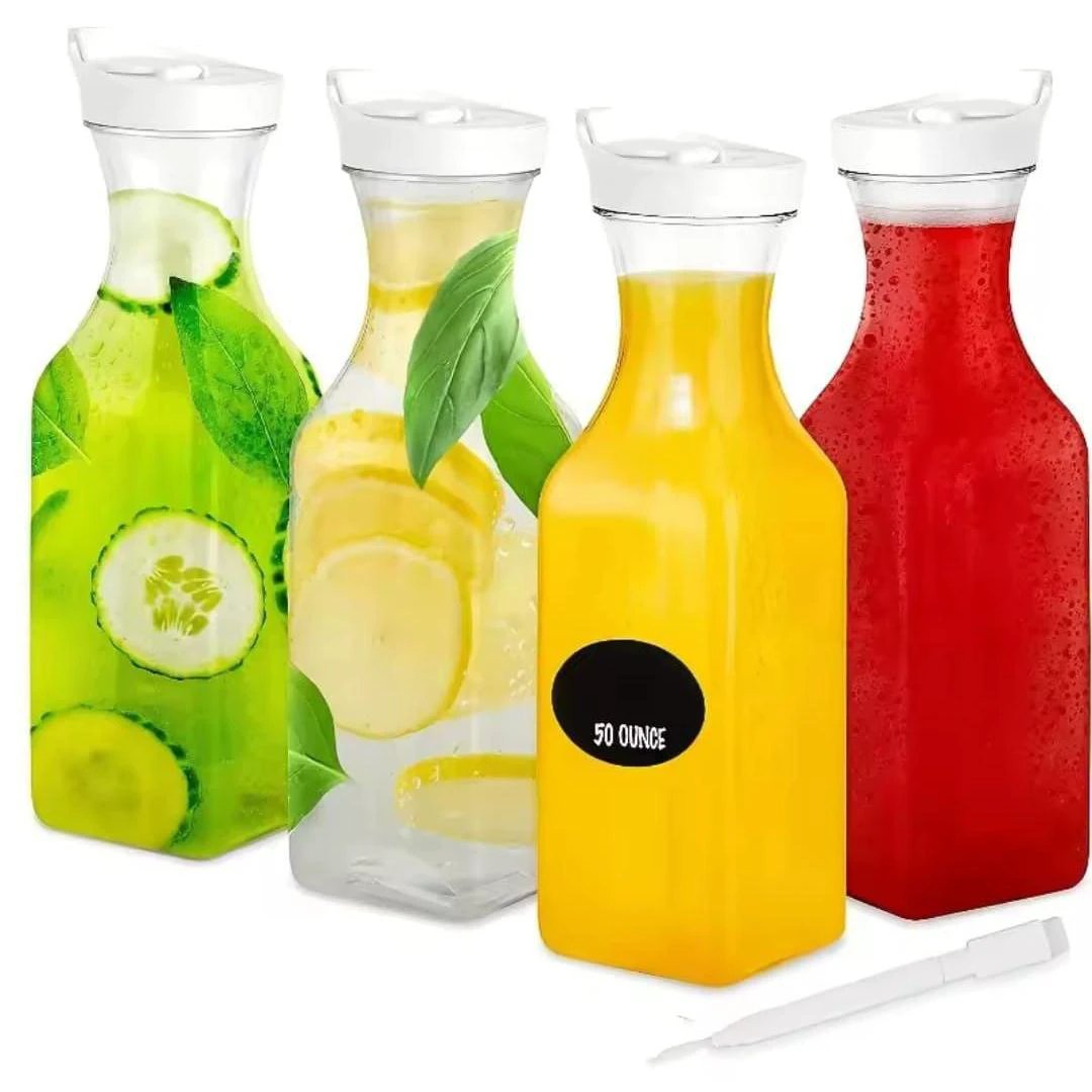 Multipurpose Square Pitcher Jars – 1600ml and 1100ml Transparent Design Glass storage jar Food Storage Containers
