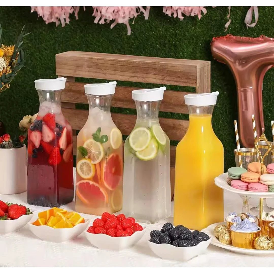 Multipurpose Square Pitcher Jars – 1600ml and 1100ml Transparent Design Glass storage jar Food Storage Containers
