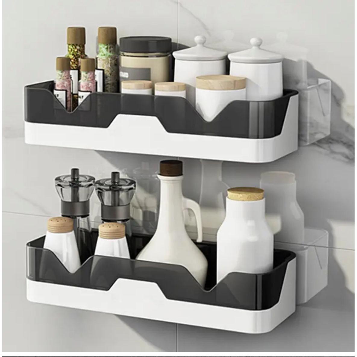 New Bathroom Shelf Organizer No Drill Shower Storage Rack in Black