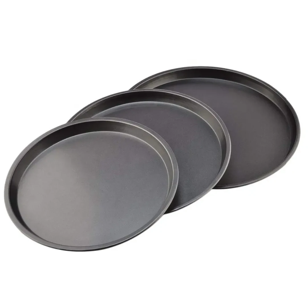 Non-Stick Pizza Pan Set 3 Round Baking Trays (23cm / 26cm / 28cm) Bakeware Pizza Pans