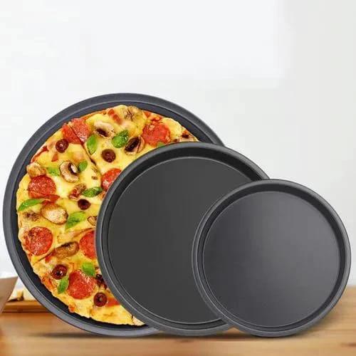 Non-Stick Pizza Pan Set 3 Round Baking Trays (23cm / 26cm / 28cm) Bakeware Pizza Pans