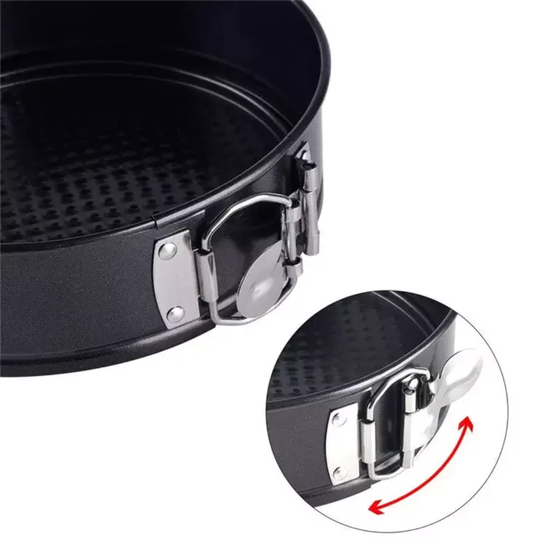 Nonstick Round Cake Mould 3pcs Set with Springform Buckles for Easy Baking and Release