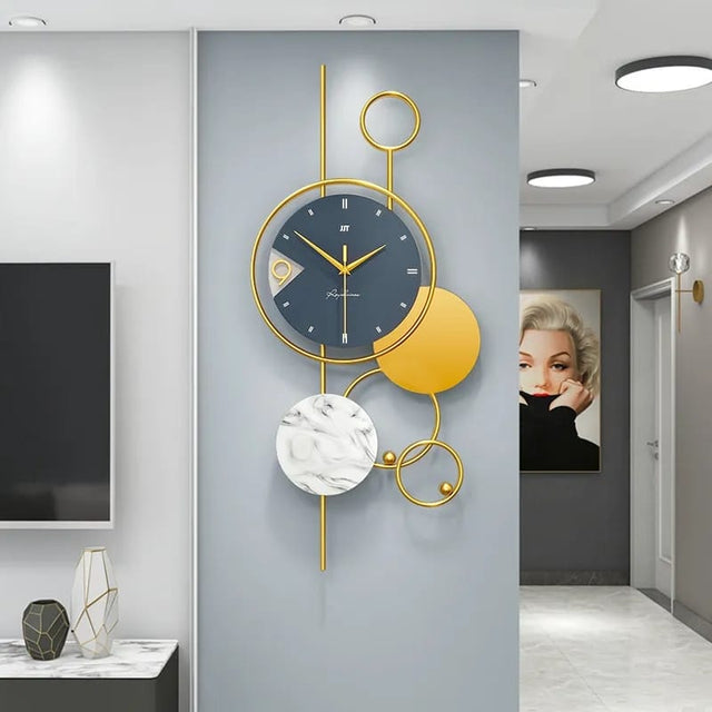 Nordic Fashion Luxury Wall Clock with Silent Sweep and Iron Art Design for Home Decoration