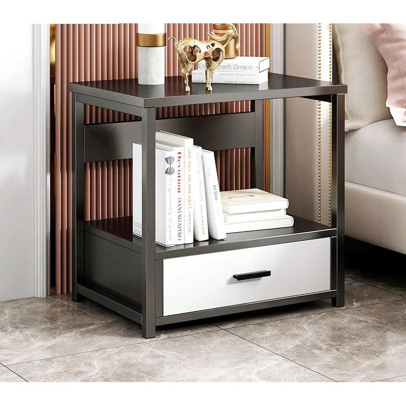 Nordic Luxury Single Drawer Bedside Cabinet | Marble Texture | Large Capacity | 50x45x35 cm | White, Black