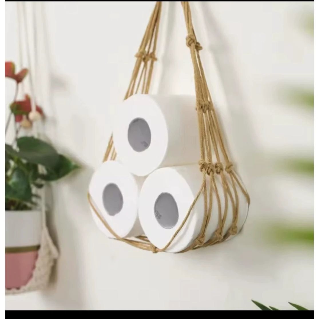 Nordic Style Hanging Cotton Rope Roll Paper Holder Bathroom Accessories