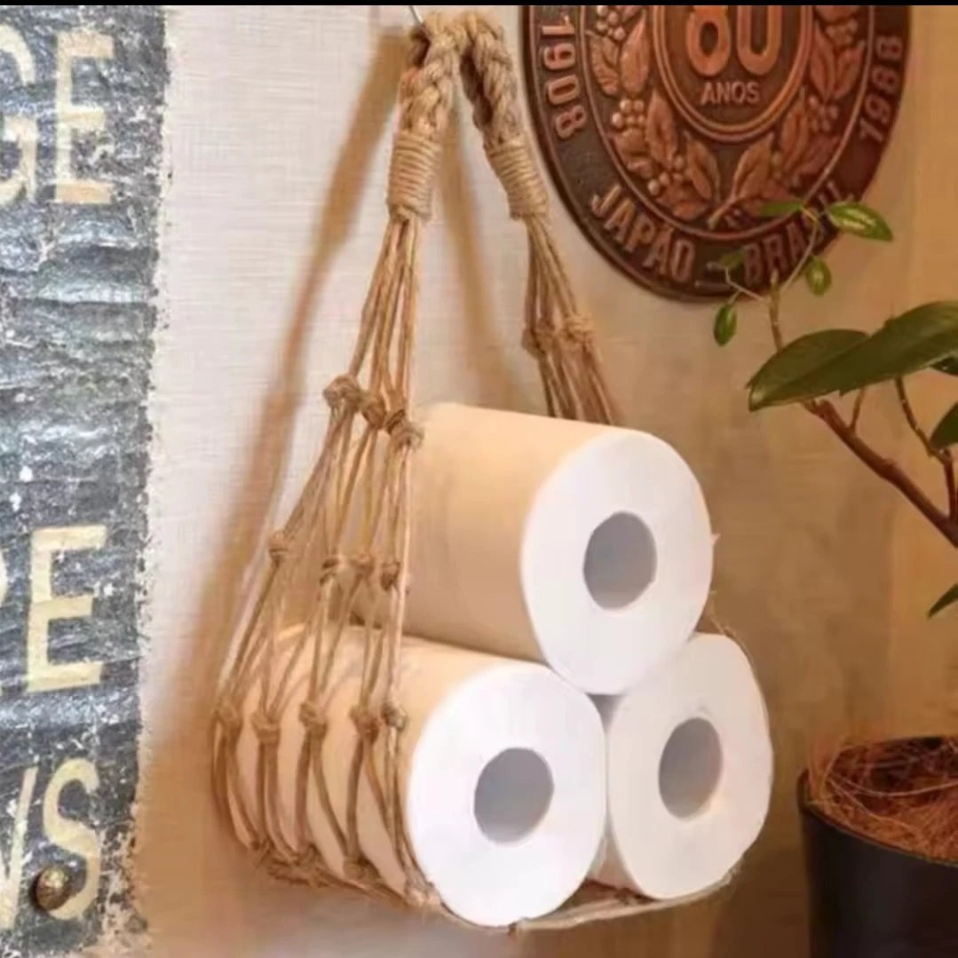Nordic Style Hanging Cotton Rope Roll Paper Holder Bathroom Accessories