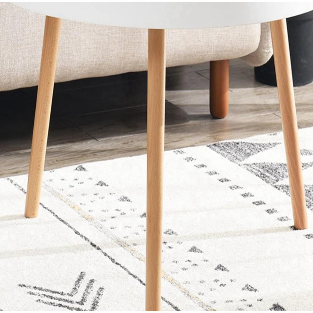 Nordic Style Round Coffee Table Minimalist Black & White Side Table, Big Size 50x52cm