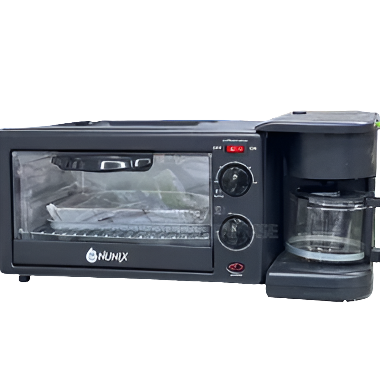 Nunix 3 in 1 Breakfast Maker with Oven, Grill, and Coffee Maker