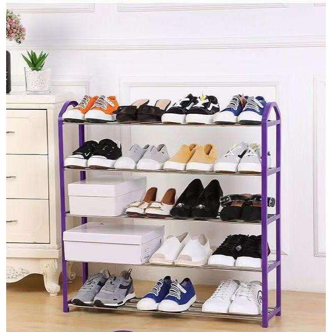 Nunix 5 Tier Plastic Stainless Steel Shoe Rack | MultiColor Options | Bedrooms Entryways Hallways Closets