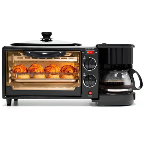 Nunix BE-12 3-in-1 Breakfast Maker 12L Oven, Coffee Maker & Nonstick Frying Pan Combo