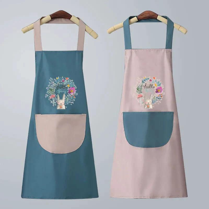 Oil Proof Waterproof Cartoon Apron Sleeveless Kitchen Apron with Waist Wipe for Household Cooking Kitchen Linen Aprons