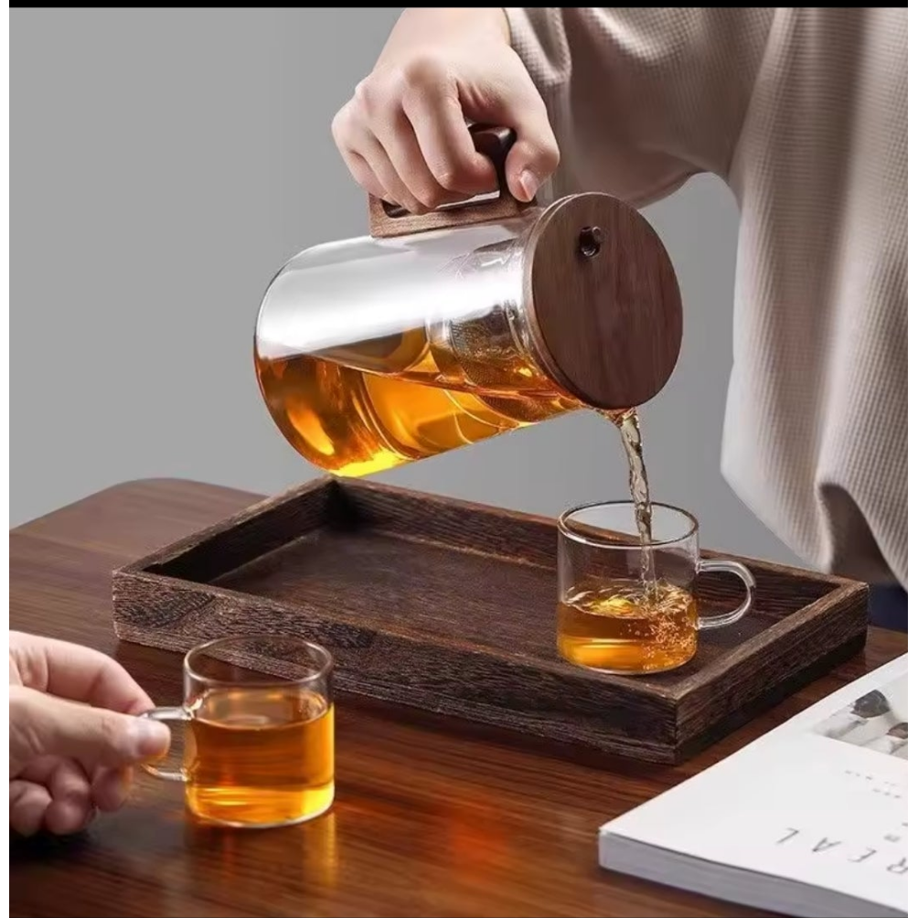 One Press Glass Infuser Tea Pot with Built-In Filter Heat-Resistant Design