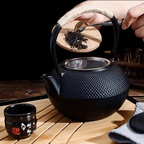 Original Cast Iron Teapot Set – With Infuser, Coaster & Spoon | Heavy Duty & Timeless