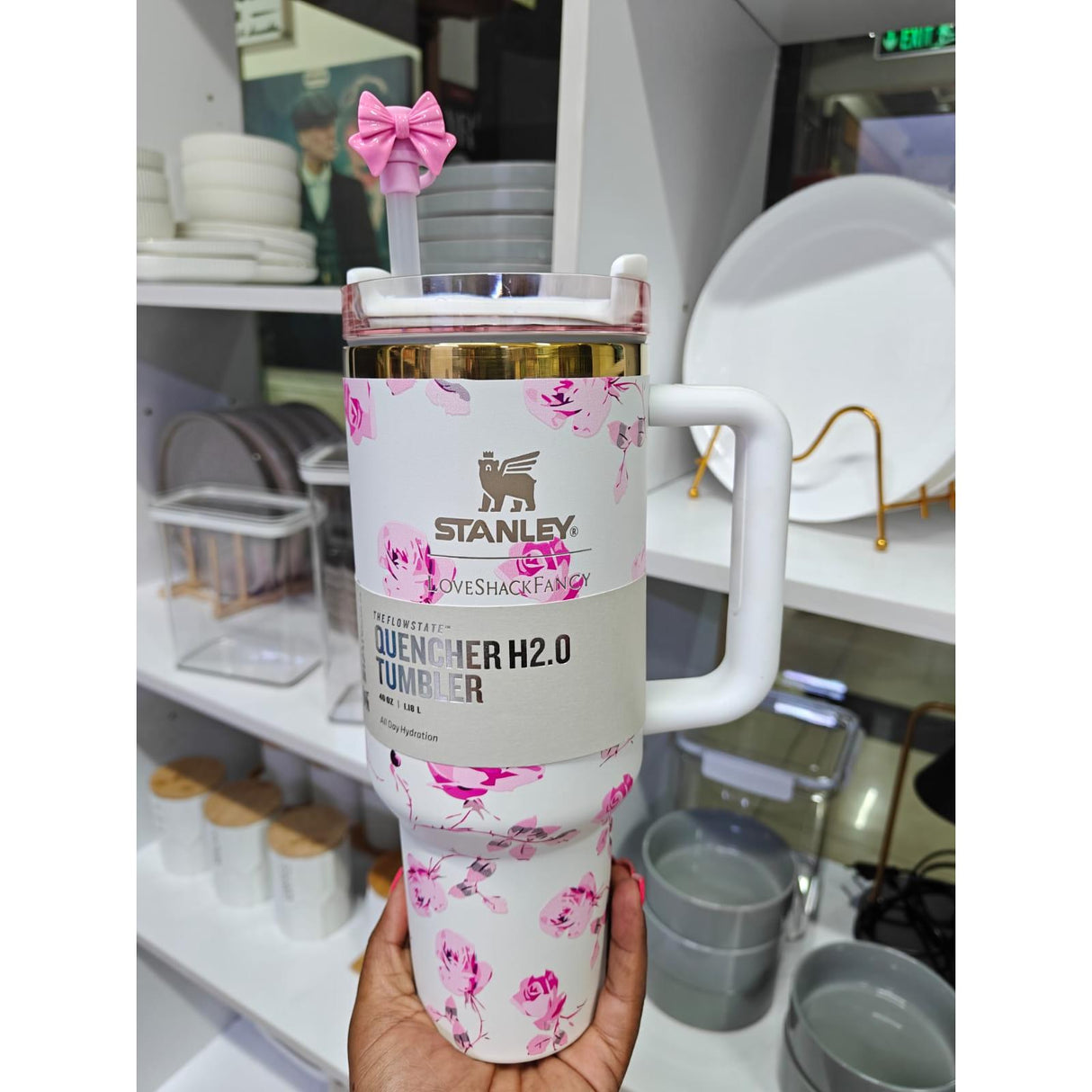 Original Love Shark Stanley Tumbler 1.18L Floral Edition with Straw & Topper