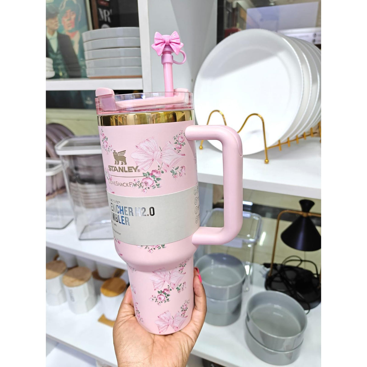 Original Love Shark Stanley Tumbler 1.18L Floral Edition with Straw & Topper