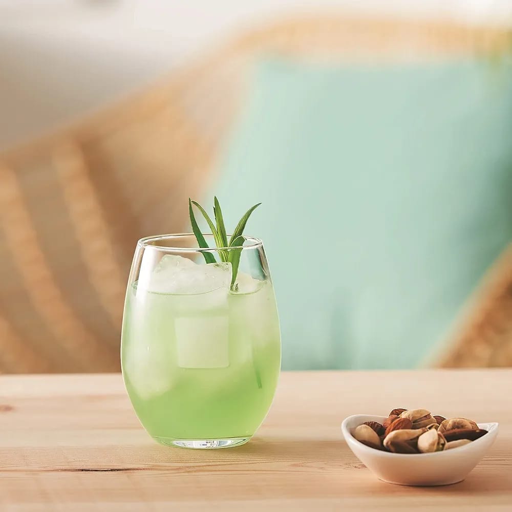 Oval Glass Clear 6pc Stemless Wine Glass Tumblers 500ml