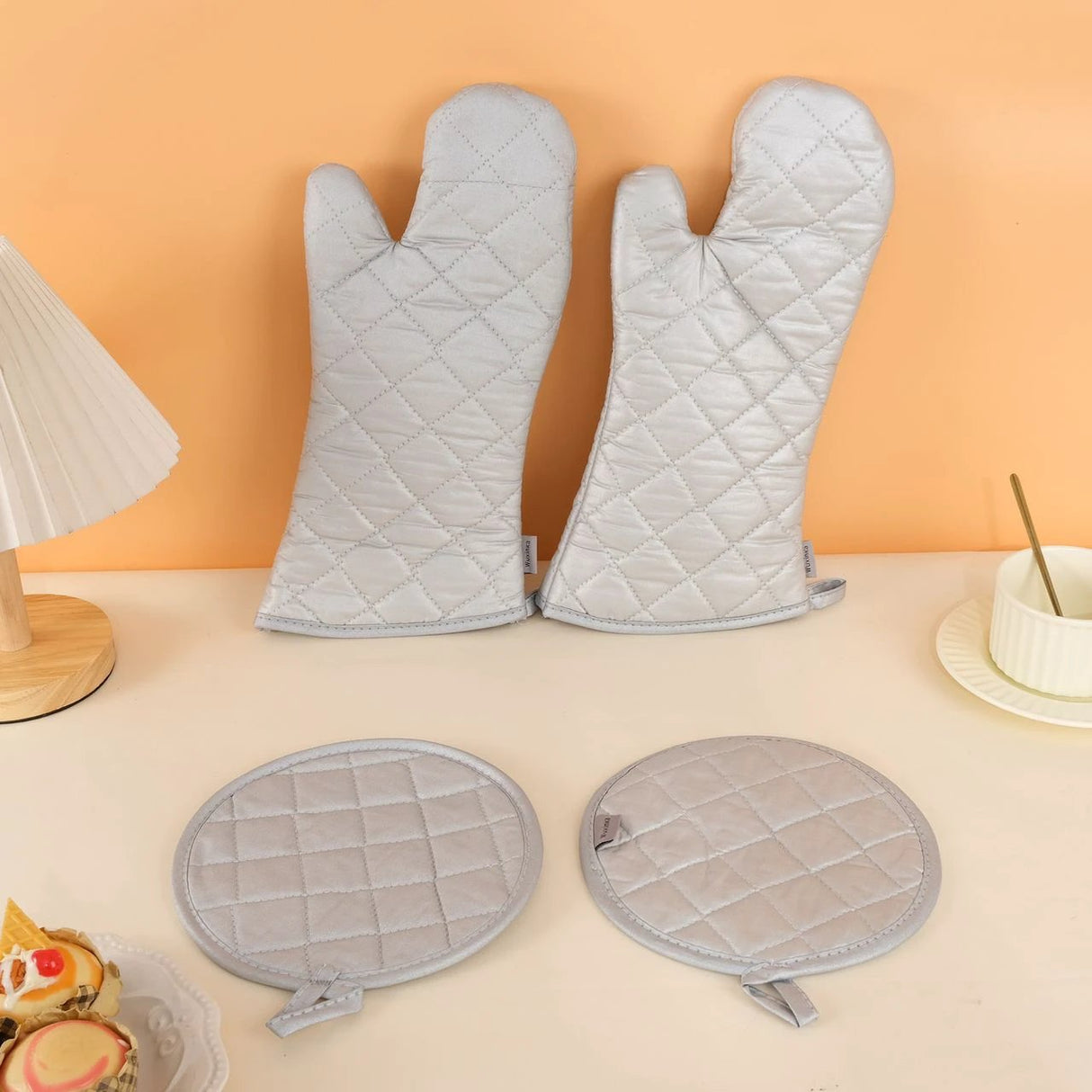 Oven Glove & Pot Holder Set Comfortable 100% Cotton Protection Kitchen Linen Kitchen Linens Sets