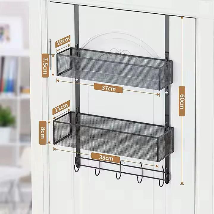 Over the Door Hanging Rack Organizer with Hooks and Basket Multi Purpose Storage for Bathroom Kitchen Bedroom Storage & Organization
