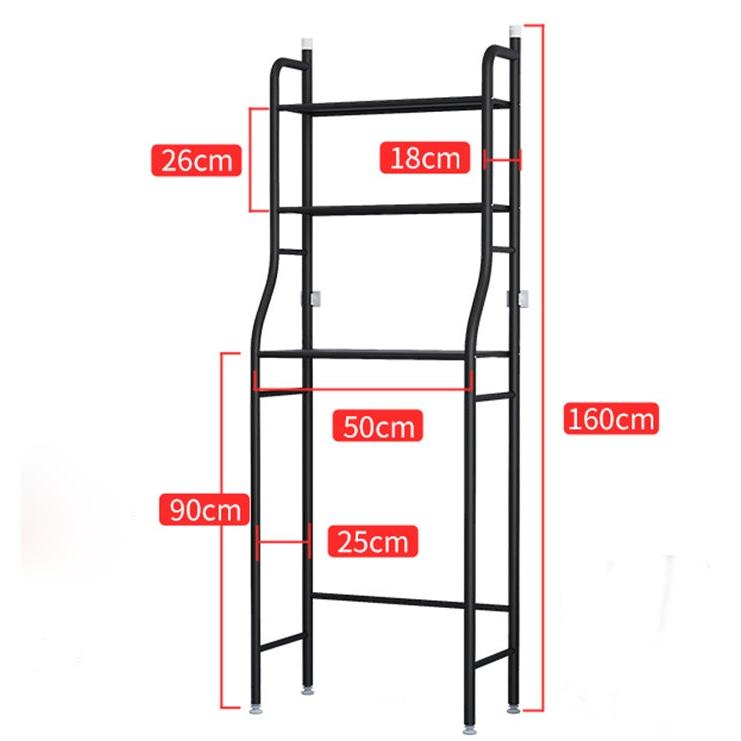 Over the Toilet Steel Tube Stand Organizer | Space Saving Stainless Steel Bathroom Shelf, 158x26x50cm, Black & White