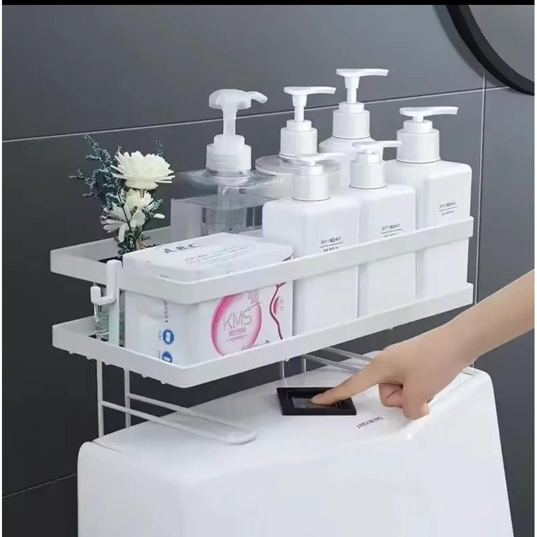 Over the Toilet Storage Rack with Hooks Space Saving Bathroom Organizer Bathroom organiser Over-the-Toilet Caddies